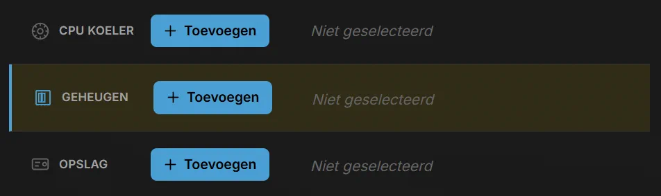 Snel DDR5 werkgeheugen en EXPO/XMP profielen configureren in de PC Samenstellen Tool.