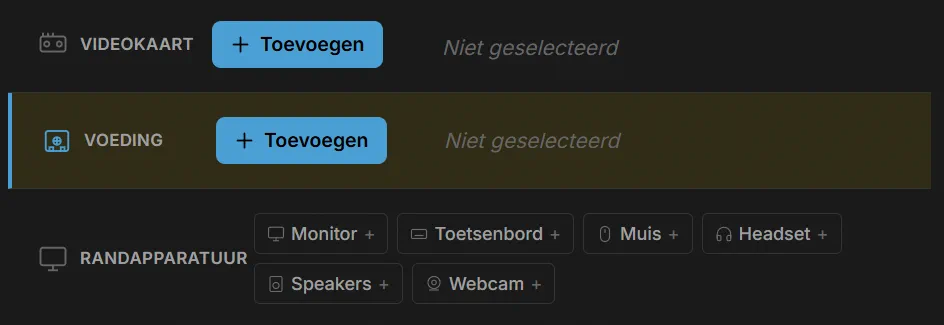 De juiste ATX 3.1 voeding kiezen op basis van stroomverbruik in de PC Samenstellen Tool.