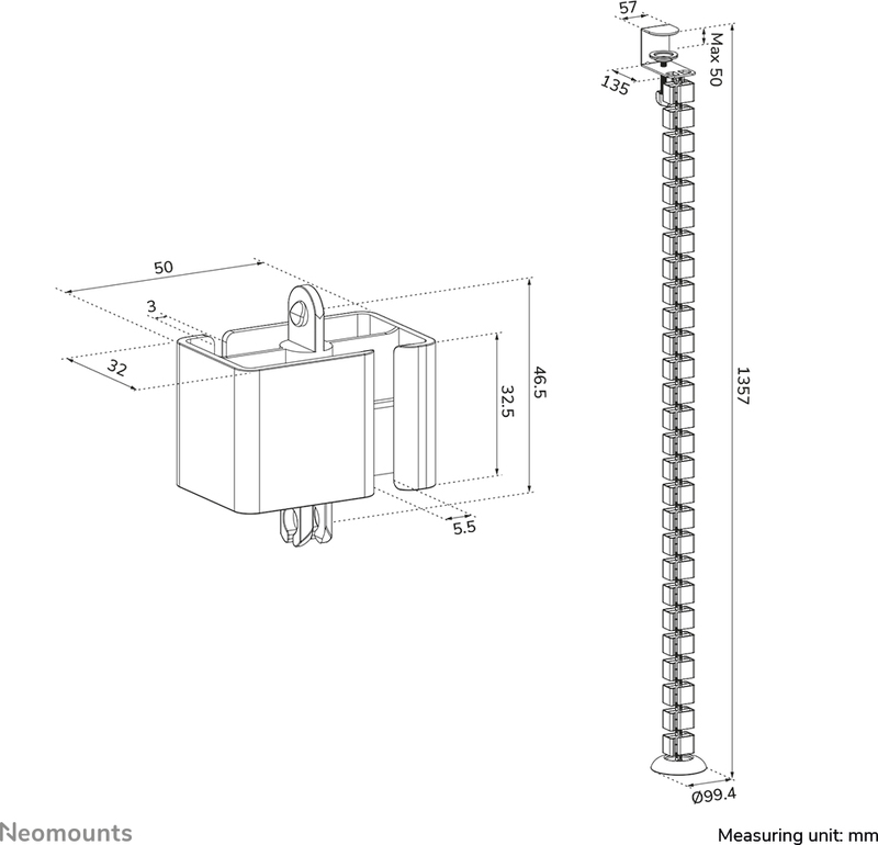 Neomounts ads06 131bl kabelgeleider klem 8 orig - Neomounts ADS06-131BL Kabelgeleider Kabelbeheer (zwart)