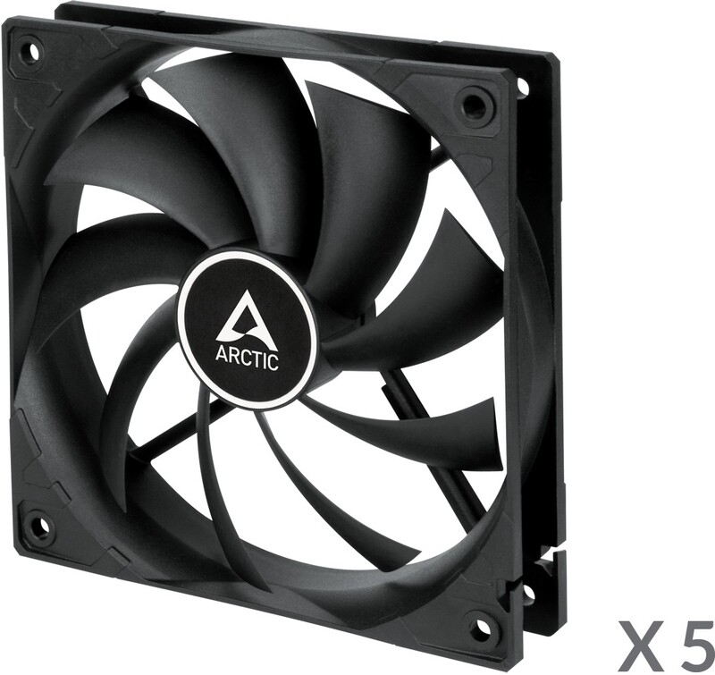 Arctic f12 ventilatorhuis 5 pack 5x 1 2 orig - ARCTIC F12 Black 120mm Case Fan (Black)