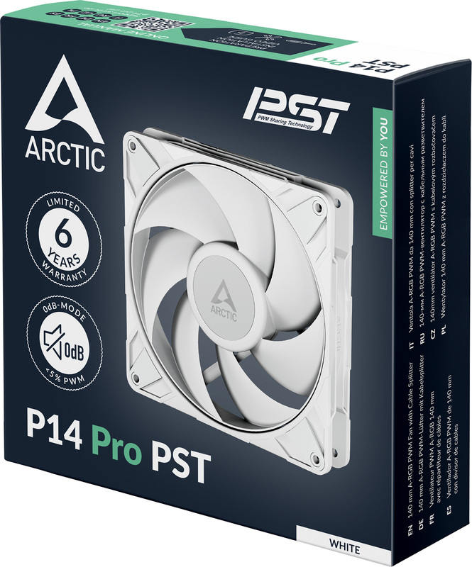Arctic p14 pro pst case fan 776042 6 orig - ARCTIC P14 Pro PST White 140mm Case Fan (White)