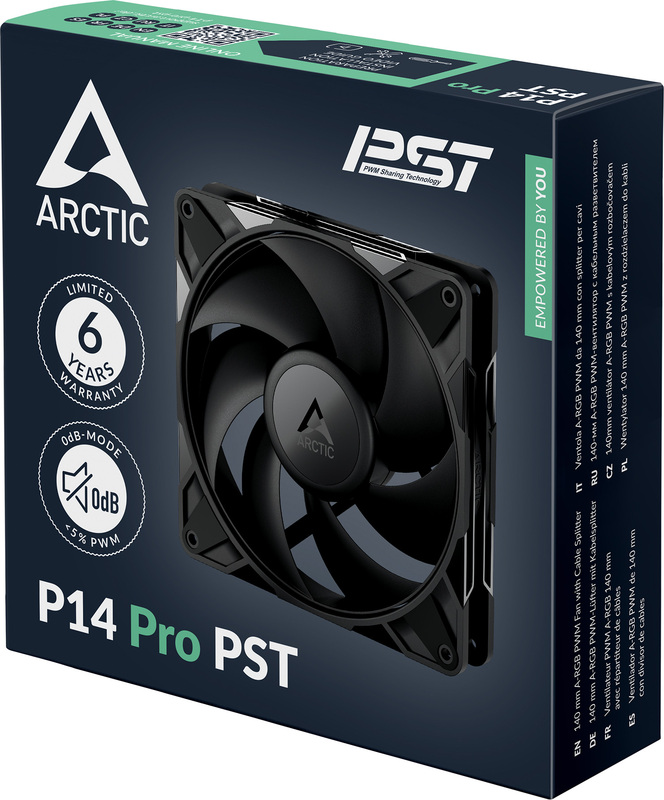 Arctic p14 pro pst case fan 776130 6 orig - ARCTIC P14 Pro PST Black 140mm Case Fan (White)
