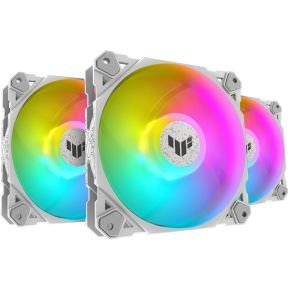 ASUS Asus Tuf Gaming Tf120 Argb + Controller White - Ventilatorhuis 3-Pack - 120 Mm - 76 Cfm - 250 - 1900 Rpm - 29 Db - Argb - Aura Sync - 4-Pin Pmw - Wit