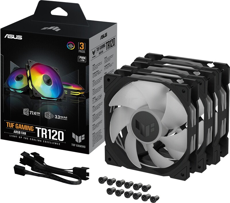 Asus tuf tr120 case fan 776105 2 orig - TUF ASUS TUF Gaming TR120 ARGB Fan 120mm Case Fan (Black)