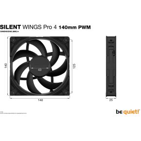 Silent Wings Pro 4 140mm PWM Case Fan - afbeelding 5