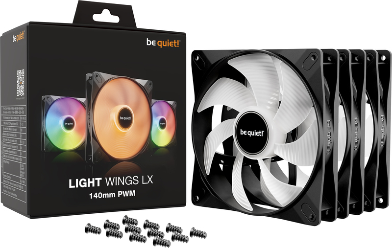 Be quiet light wings lx pwm case fan 776012 5 orig - Be quiet! Light Wings LX 140mm PWM Triple-Pack Case Fan