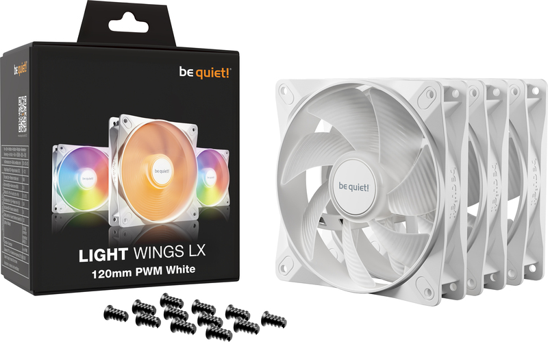 Be quiet light wings lx pwm case fan 777207 5 orig - be quiet! Light Wings LX 120mm PWM White Triple Pack Case Fan