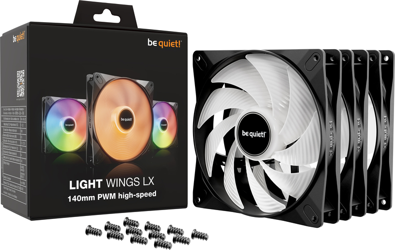 Be quiet light wings lx pwm high speed 777208 5 orig - be quiet! Light Wings LX PWM High-Speed Pack 140mm Case Fan (Black)