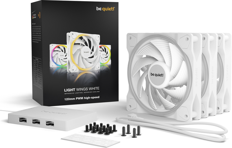 Be quiet light wings white pwm high spe 4 orig - be quiet! Light Wings White 120mm PWM high-speed Triple Pack Case Fan