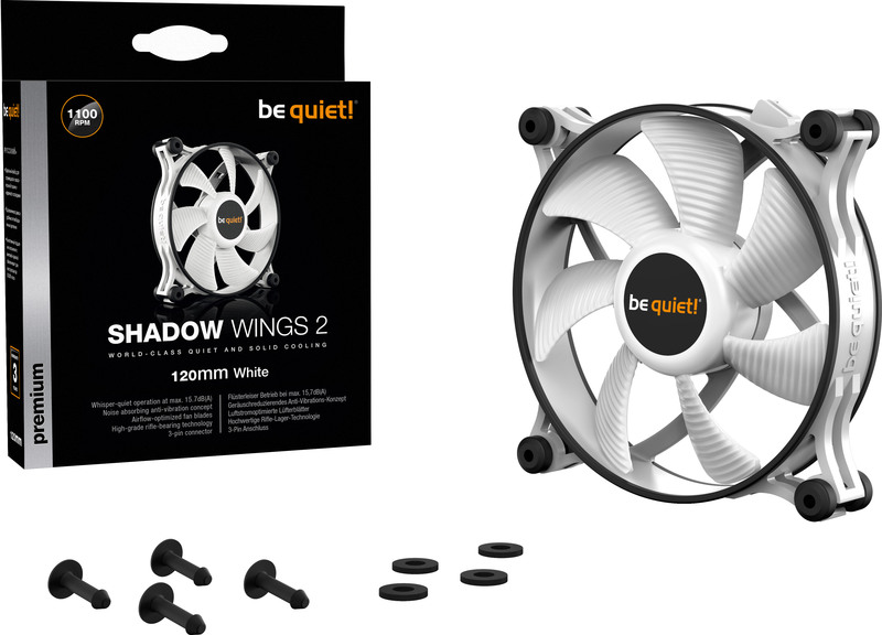 Be quiet shadow wings 2 case fan 120mm 5 orig - Be quiet! Shadow Wings 2 120mm White Case Fan