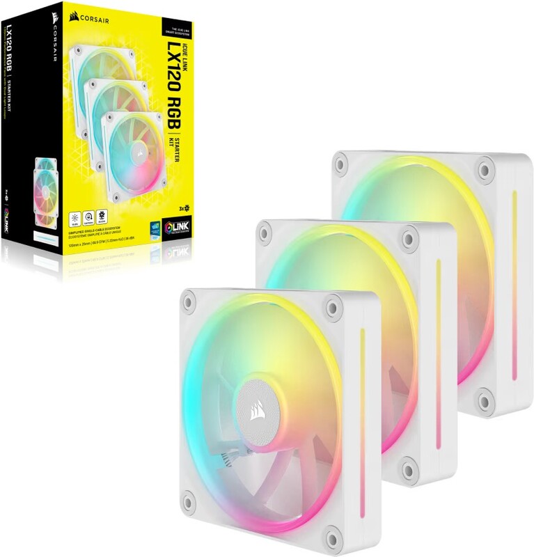 Corsair icue link lx120 case fan 776213 5 orig - Corsair iCUE LINK LX120 RGB PWM Fans Starter 120mm Case Fan (White)