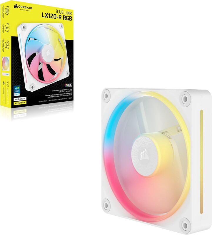 Corsair icue link lx120 r reverse case 776280 3 orig - Corsair iCUE LINK LX120-R RGB PWM Reverse Blade 120mm Case Fan (White)