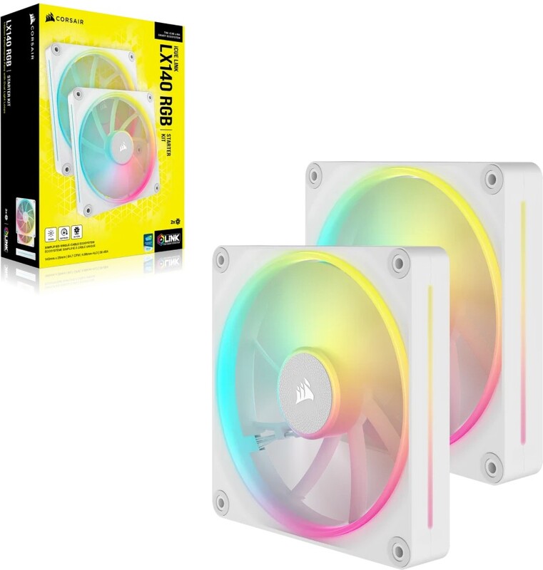 Corsair icue link lx140 case fan 776174 3 orig - Corsair iCUE LINK LX140 RGB PWM Fan Starter Kit 140mm Case Fan (White)