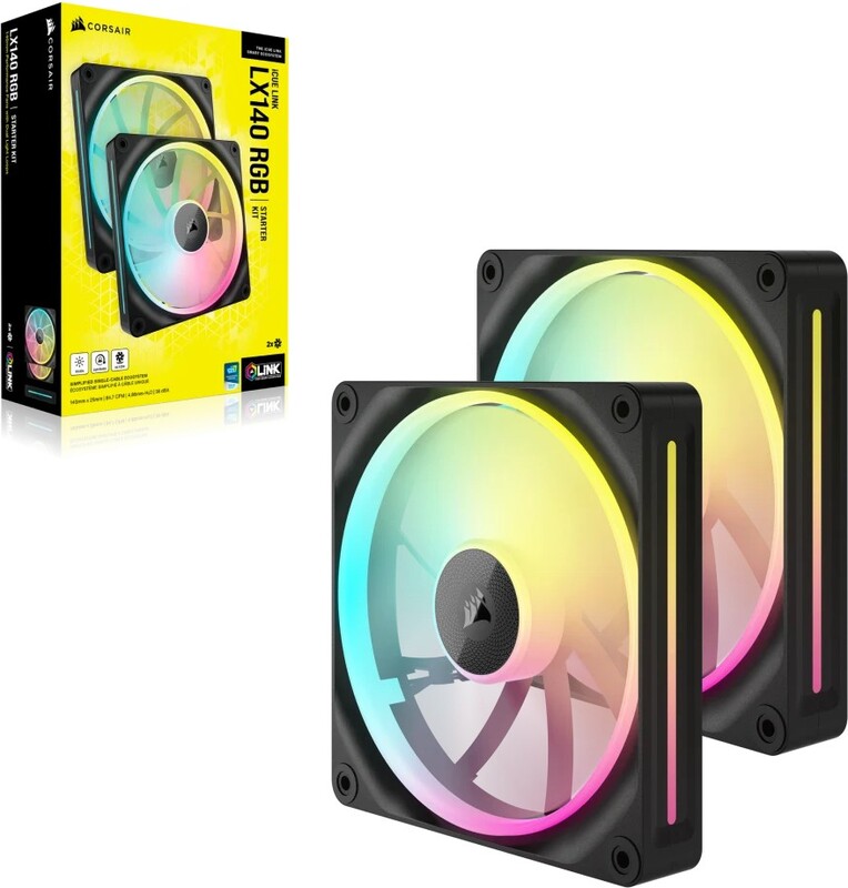 Corsair icue link lx140 case fan 776216 6 orig - Corsair iCUE LINK LX140 RGB PWM Fans Kit 140mm Case Fan (Black)