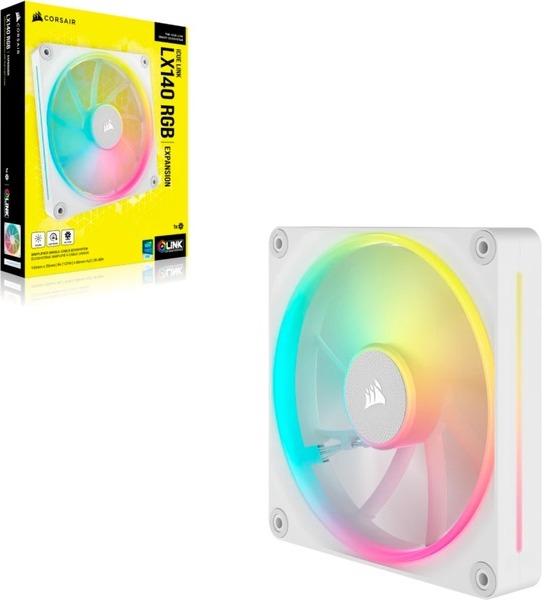 Corsair icue link lx140 case fan 777141 5 orig - Corsair iCUE LINK LX140 RGB PWM Single Fan 140mm Case Fan (White)