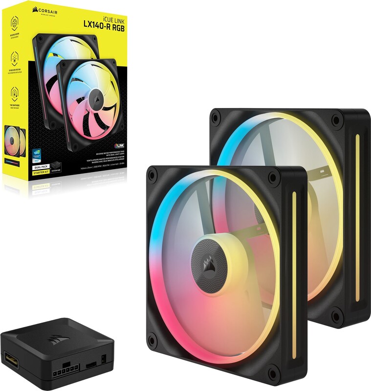 Corsair icue link lx140 r reverse star 776314 2 orig - Corsair iCUE LINK LX140-R RGB PWM Reverse Fans 140mm Case Fan (Black)