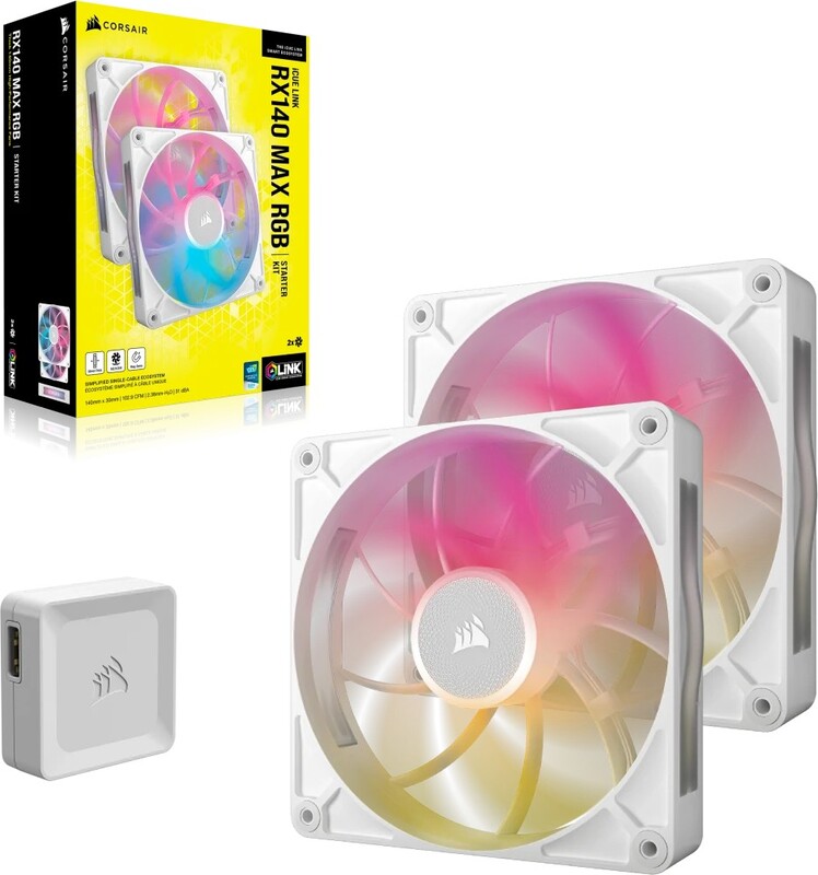 Corsair icue link rx140 max 140mm pwm 2 orig - Corsair iCUE LINK RX140 MAX RGB PWM Thick Fans 140mm Case Fan (White)