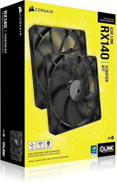 Corsair icue link rx140 pwm fan twin 5 orig - Corsair iCUE LINK RX140 140mm PWM Fan Starter Kit Black Case Fan