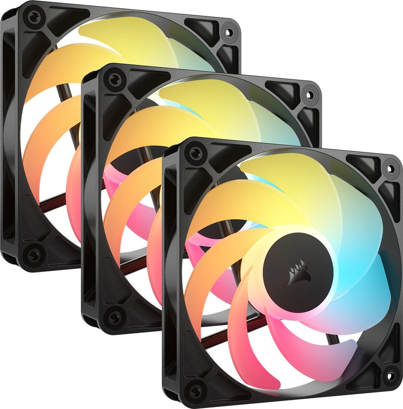 Corsair rs120 r pwm reverse case fan 776186 - Corsair RS120-R ARGB PWM Reverse 120mm Fan Triple Pack Black Case Fan