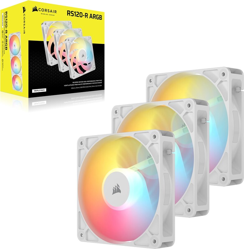 Corsair rs120 r pwm reverse case fan 776286 4 orig - Corsair RS120-R ARGB 120mm PWM Reverse Fans (3-Pack) - White Case Fan