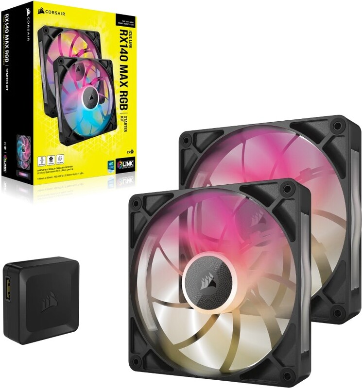 Corsair rx140 max case fan 2 orig - Corsair iCUE LINK RX140 MAX RGB PWM Thick Kit 140mm Case Fan (Black)
