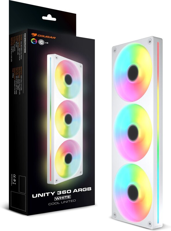 Cougar unity 360 reverse blade wit 4 orig - COUGAR Unity 360 ARGB White Reverse Blade 120mm Case Fan (White)