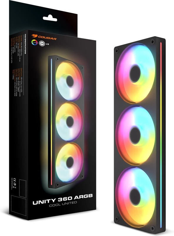 Cougar unity 360 reverse blade zwart 4 orig - COUGAR Unity 360 RB ARGB Reverse Blade PWM 120mm Case Fan (Black)