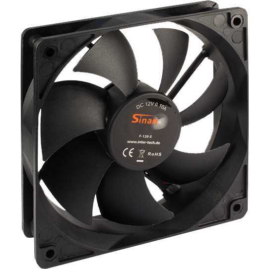 F-120-S 120mm 3-Pin Case Fan, 1200 RPM, Zwart - afbeelding 3