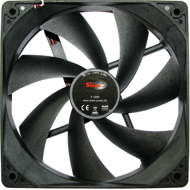 Inter tech f 120 s 120x120x25 mm case 2 orig - Inter-Tech F-120-S 120mm 3-Pin Case Fan, 1200 RPM, Zwart