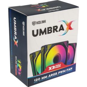 Kolink umbra x 120mm pwm triple pack 6 orig - Kolink UMBRA X 120mm Case Fan (Black, White)