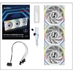 Lian Li UNI FAN SL Wireless LCD 120 Reverse Blade White 3-Pack 120mm Case Fan (White) - afbeelding 4