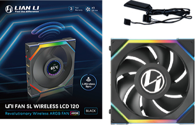 Lian li uni fan sl120 lcd wireless cas 776372 4 orig - Lian Li UNI FAN SL Wireless LCD 120 Single Pack 120mm Case Fan (Black)