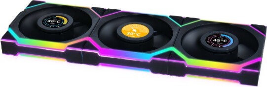 Lian li uni fan sl120 lcd wireless cas 776381 2 orig - Lian Li UNI FAN SL Wireless LCD 120 Black Pack 120mm Case Fan (Black)