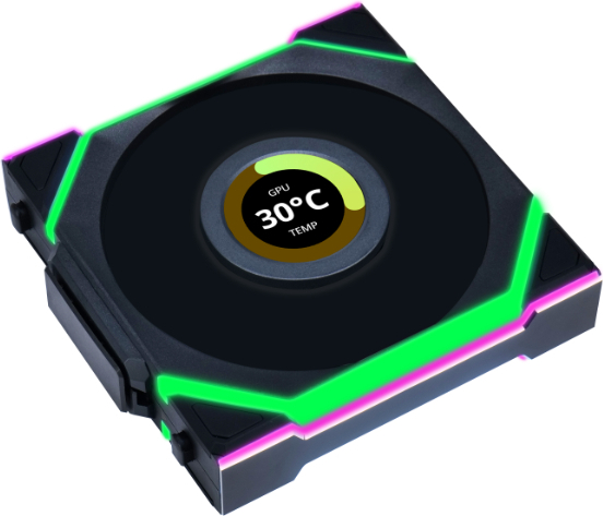 Lian li uni fan sl120 lcd wireless cas 776381 4 orig - Lian Li UNI FAN SL Wireless LCD 120 Black Pack 120mm Case Fan (Black)