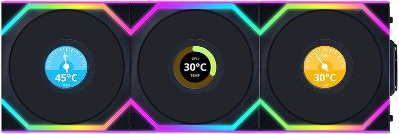 Lian li uni fan sl120 lcd wireless cas 776381 - Lian Li UNI FAN SL Wireless LCD 120 Black Pack 120mm Case Fan (Black)