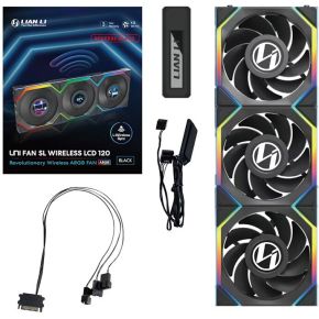 Lian Li UNI FAN SL120 LCD ARGB Wireless Reverse Blade Black 120mm Case Fan (Black) - afbeelding 8