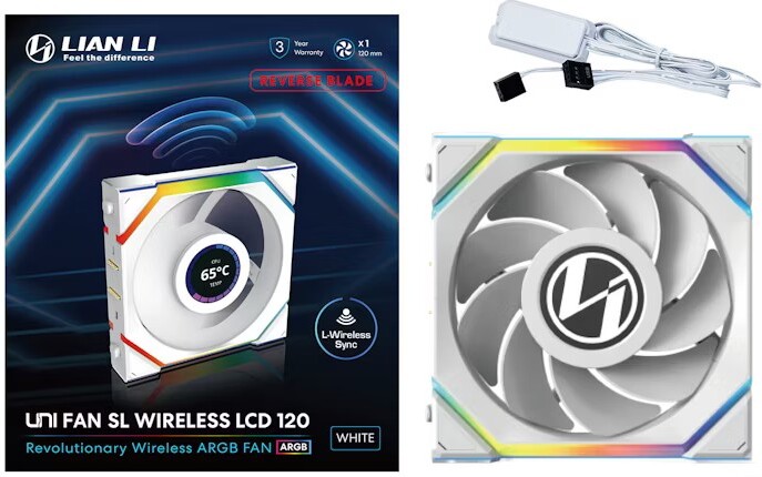 Lian li uni fan sl120 lcd wireless rev 776885 4 orig - Lian Li UNI FAN SL Wireless LCD 120 Reverse 120mm Case Fan (White)