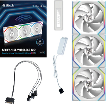 Lian li uni fan sl120 wireless case fa 776379 5 orig - Lian Li UNI FAN SL Wireless 120 White 3-Pack 120mm Case Fan (White)