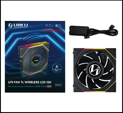 Lian li uni fan tl 120 lcd wireless 776888 2 orig - Lian Li Lian-Li Lian Li UNI FAN TL Wireless LCD 120mm Case Fan (Black)