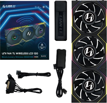 Lian li uni fan tl 120 lcd wireless 776980 4 orig - Lian Li UNI FAN TL120 LCD Wireless 3-Pack 120mm Case Fan (Black)