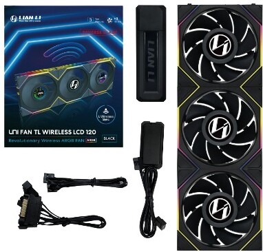 Lian li uni fan tl 120 lcd wireless 776980 5 orig - Lian Li UNI FAN TL120 LCD Wireless 3-Pack 120mm Case Fan (Black)