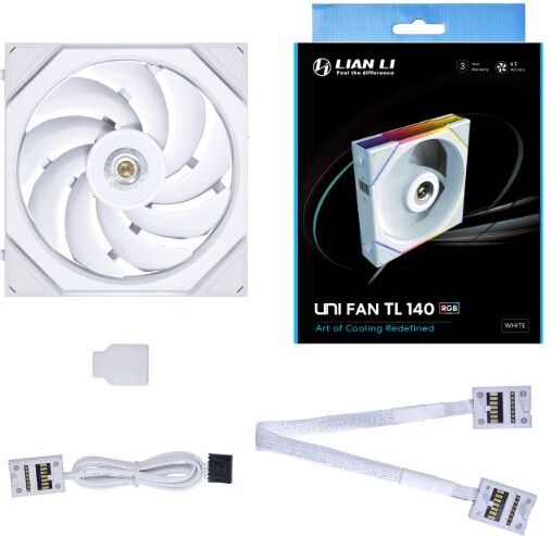 Lian li uni fan tl 140 case fan 3 orig - Lian Li UNI FAN TL 140 RGB PWM White Pack 140mm Case Fan (White)