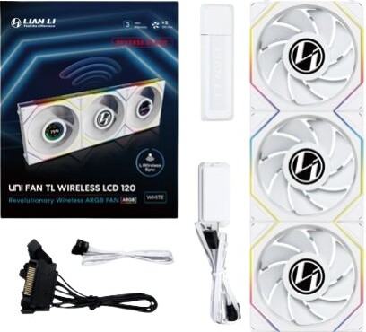 Lian li unifan tl lcd wireless reverse 4 orig - Lian-Li Lian Li UNI FAN TL LCD Wireless Pack 120mm Case Fan (White)