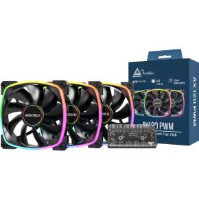 AX120 PWM ARGB Black 3-Pack 120mm Case Fan (Black) - afbeelding 7