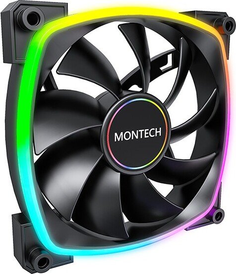 Montech ax140 fan pwm case fan 776903 - Montech AX140 PWM ARGB Black 140mm Case Fan (Black)