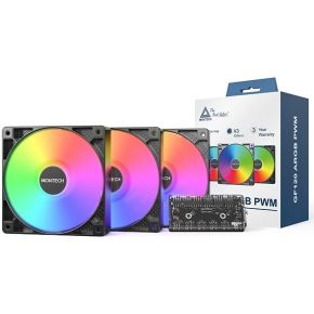 Montech GF120 PWM ARGB 3-Pack 120mm Zwart case fan, productafbeelding 4
