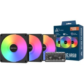 GF120R V2 ARGB PWM 120mm Reverse Blade Fan Zwart 3-Pack - afbeelding 2