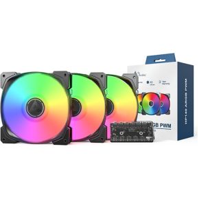 HP140 ARGB PWM 140mm Case Fan 3-Pack, Black - afbeelding 4