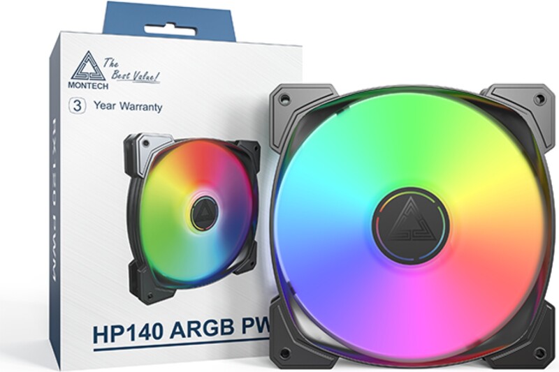 Montech hp140 pwm case fan 776880 3 orig - Montech HP140 ARGB PWM 140mm High-Performance Case Fan - Black