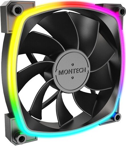 Montech rx120 pwm case fan 1364210 - Montech RX120 PWM 120mm ARGB Reversed Blade Case Fan, Black